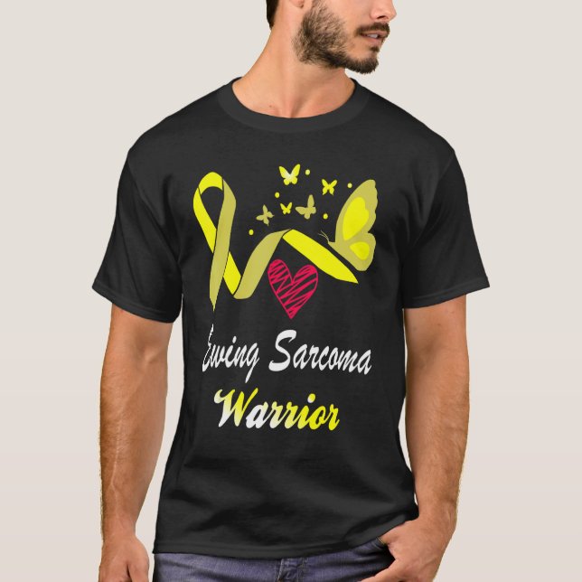 Ewing Sarcoma Warrior Butterfly Gult Ribbon Butt T Shirt (Framsida)