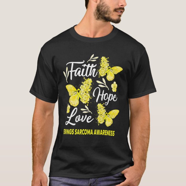 Ewings Sarcoma Awareness Faith Hope Kärlek Butterf T Shirt (Framsida)