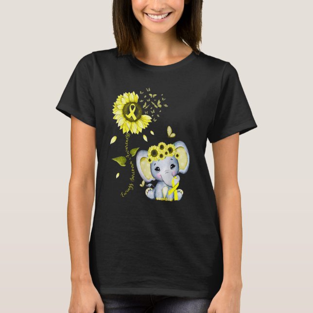 Ewings Sarkom Medvetenhet Gul Hippie Solros E T Shirt (Framsida)