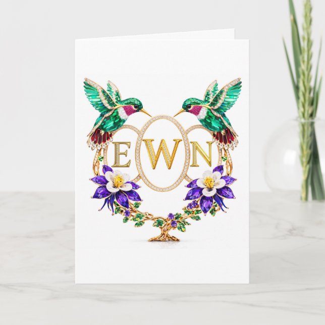 EWN Hummingbird Wedding Any Letters Custom Folded Inbjudan (Framsida)