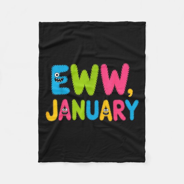 Eww January Funny New Year Saying Cute Boys Girls  Fleecefilt (Framsidan)