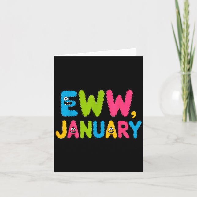 Eww January Funny New Year Saying Cute Boys Girls  Kort (Framsida)