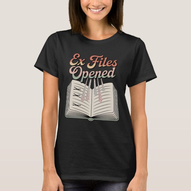 Ex Files Opened | Sparkly Relationship Archive   T Shirt (Framsida)