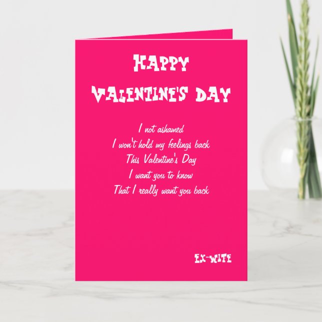 Ex-fru jag vill ha tillbaka valentins dagskort helgkort (Framsida)