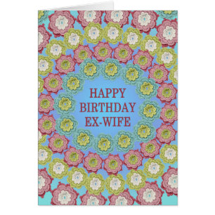 Ex frun Birthday Crochet Flowers Hälsningskort