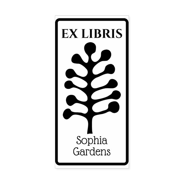 Ex Libris Abstrakt Träd/Växt 02 Gummistämpel Stämpel (Tryck)