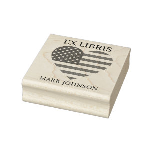 EX libris Amerikansk flagga i hjärtat bokmärke bi Stämpel