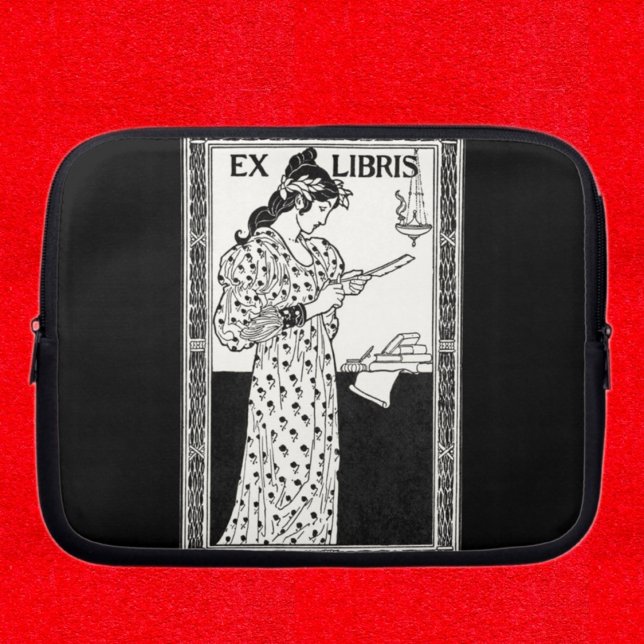 Ex libris art nouveau laptop sleeve (Skapare uppladdad)