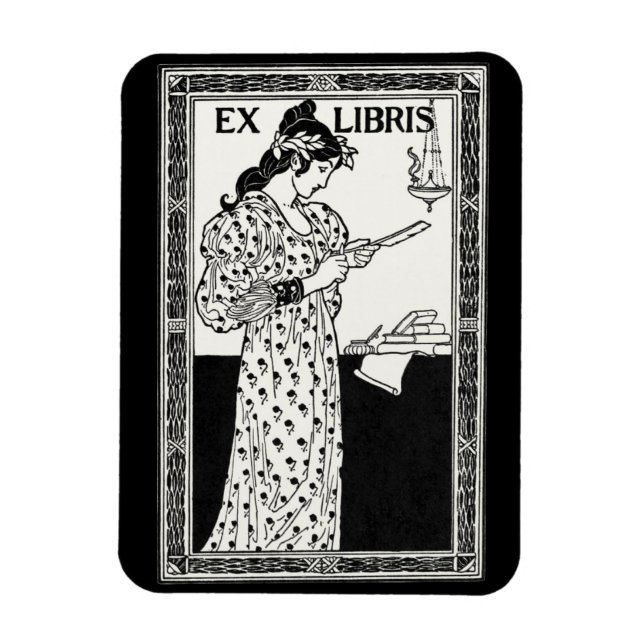 Ex libris art nouveau magnet (Vertikal)