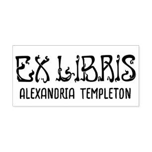 Ex Libris Art Nouveau Text Brevbibliotek Boknamn Självfärgande Stämpel