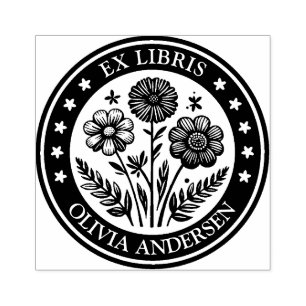 Ex Libris - Blommigt Arrangemang Stämpel