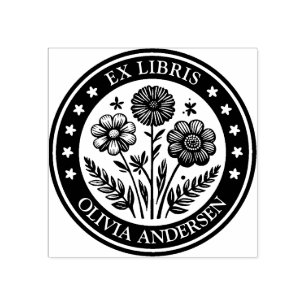 Ex Libris - Blommigt Arrangemang Stämpel