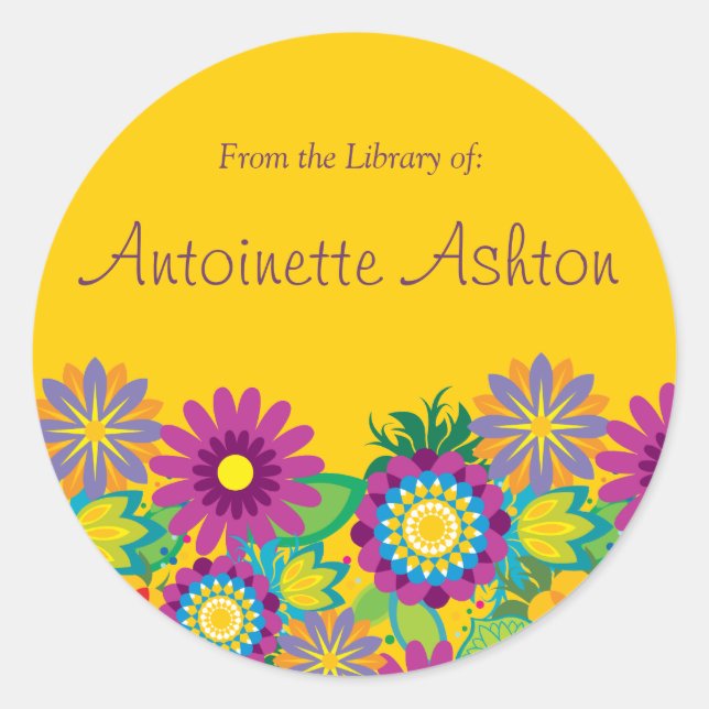 Ex Libris Blommigt etikett (Framsida)