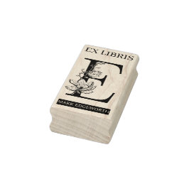 EX libris Bok bibliotek-bokplåtsmonogram E Stämpel