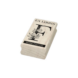 EX libris Bok bibliotek bokplåtsmonogram F Stämpel