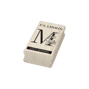 EX libris Bok bibliotek-bokplåtsmonogram M Stämpel