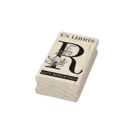 EX libris Bok bibliotek bokplåtsmonogram R Stämpel