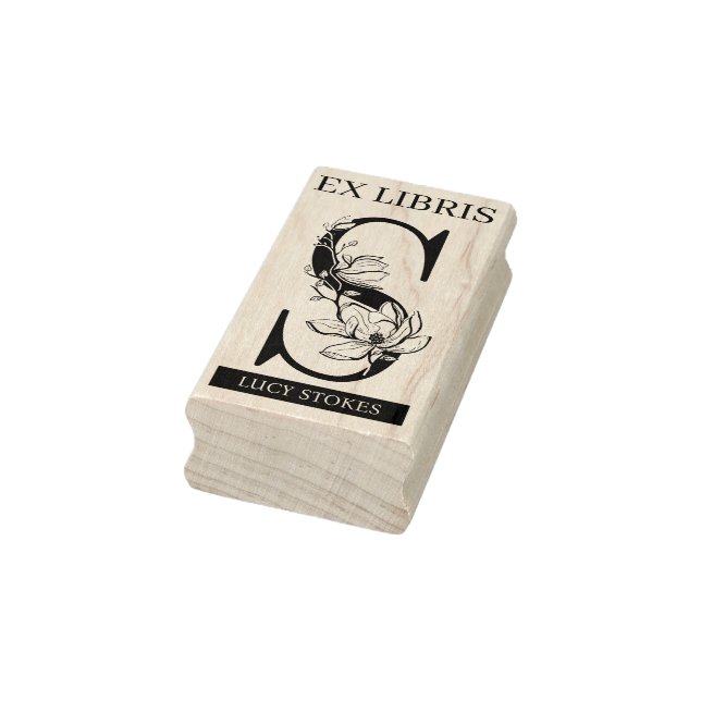 EX libris Bok bibliotek-bokplåtsmonogram S Stämpel (Stämpel)