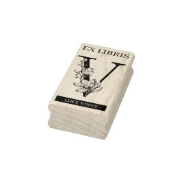 EX libris Bok bibliotek bokplåtsmonogram V Stämpel