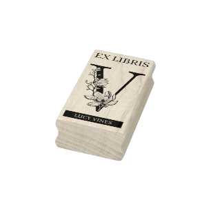 EX libris Bok bibliotek bokplåtsmonogram V Stämpel