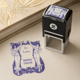 Ex Libris bokmärke Art Nouveau bokälskare design Självfärgande Stämpel