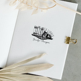 Ex Libris Cat Bookshelf Stämpel
