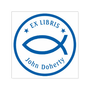 Ex Libris Christian Fish   Anpassningsbar Självfärgande Stämpel