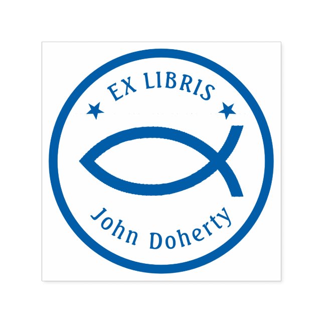 Ex Libris Christian Fish | Anpassningsbar Självfärgande Stämpel (Design)