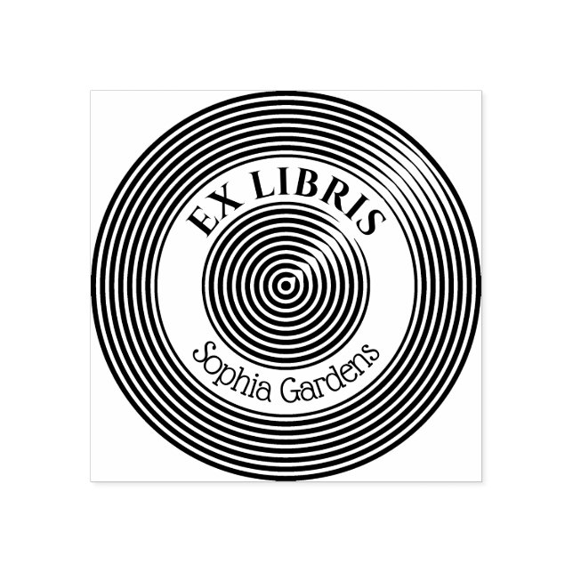 Ex Libris Concentric Circles v2 Rubber Frimärke Stämpel (Tryck)