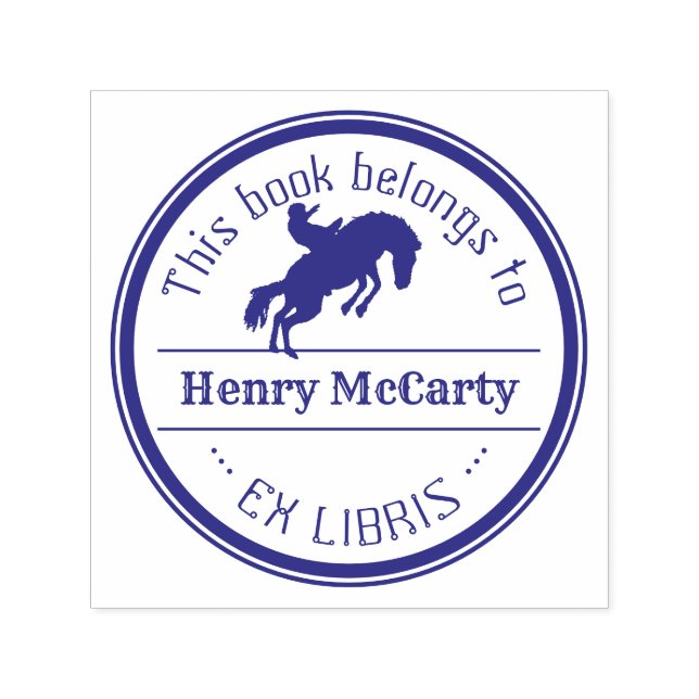 Ex Libris | Cowboy Rodeo Horse Självfärgande Stämpel (Design)