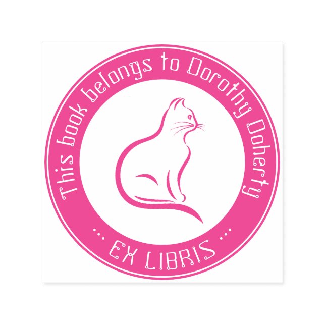 Ex Libris | Cute Cat Self-inking Stamp Självfärgande Stämpel (Design)