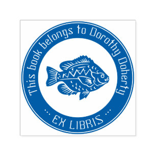Ex Libris   Cute Fish Självfärgande Stämpel