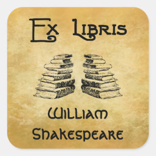 Ex Libris Deco Brev Bokar Anpassningsbar Bookplate Fyrkantigt Klistermärke
