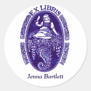 Ex Libris Dutch Blue Sticker Runt Klistermärke