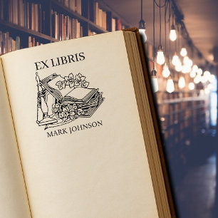 EX libris exlibris Bok bibliotek bokplåt bibliotek Stämpel
