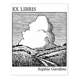 Ex Libris - Fantinärt liggande med moln Stämpel