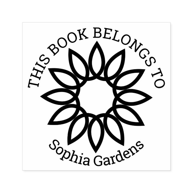 Ex Libris - Geometrisk blomma 01 Stämpel (Tryck)