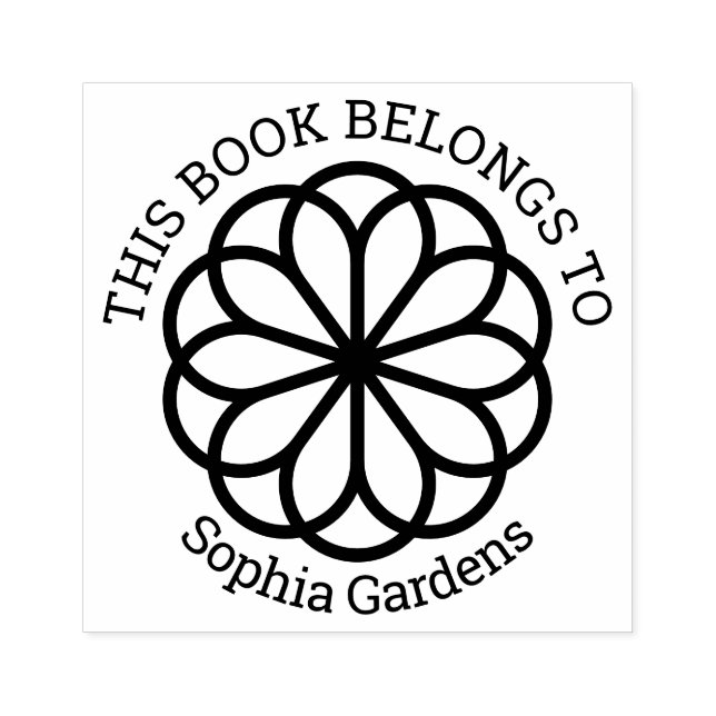 Ex Libris - Geometrisk blomma 06 Stämpel (Tryck)