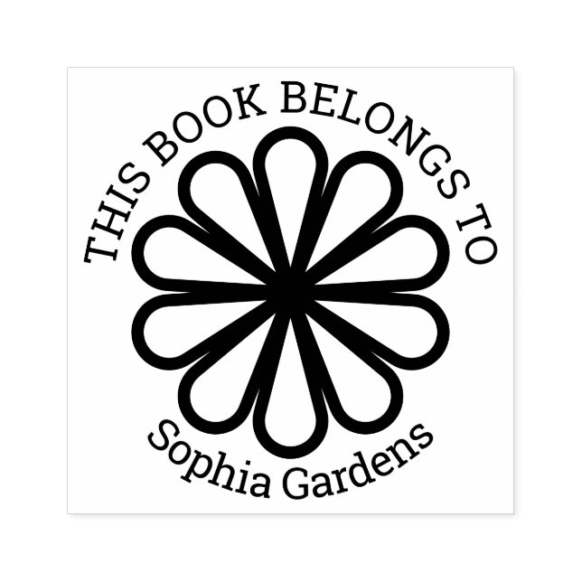 Ex Libris - Geometrisk blomma 07 Stämpel (Tryck)