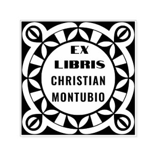 Ex Libris Geometrisk Bokstämpel - Självbläckande Självfärgande Stämpel