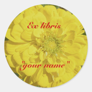 Ex Libris Gult Zinnia Stickers att anpassa Runt Klistermärke