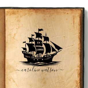 Ex libris gummistämpel Fartyg Stämpel