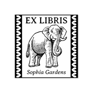 Ex Libris - Indian Elephant - Borderade Stämpel