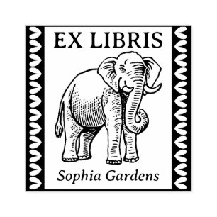Ex Libris - Indian Elephant - Borderade Stämpel