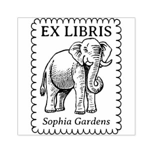Ex Libris - Indian Elephant - Scalloped Kant Stämpel