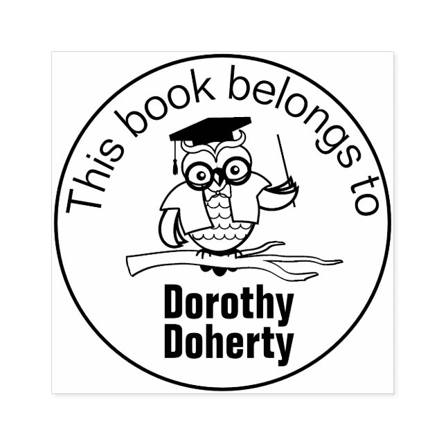 Ex Libris med läraren Uggla | Anpassningsbar Stämpel (Tryck)