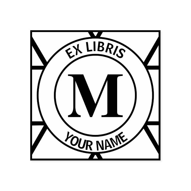 Ex libris Monogram-bokplåt Stämpel (Tryck)