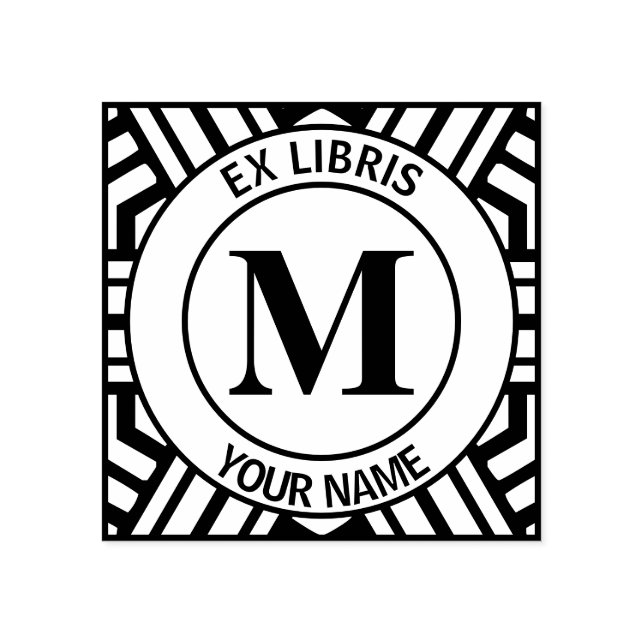 Ex libris Monogram-bokplåt Stämpel (Tryck)
