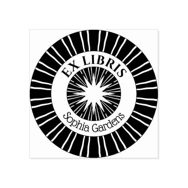Ex Libris Mystical Star Burst v3 Stämpel (Tryck)