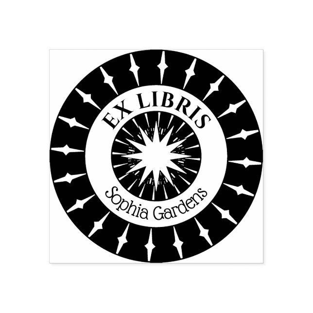 Ex Libris Mystical Star Burst v4 Stämpel (Tryck)